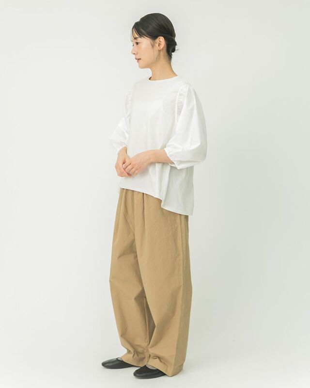 TUTIE.ツチエコットンツイルウエストタックパンツ 丈が選べる】コットンツイルタックパンツ