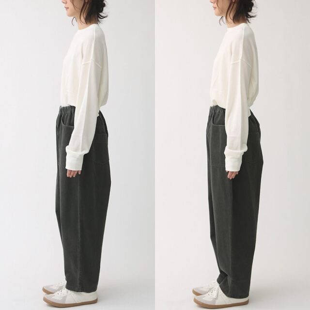 モデル身長：164ｃｍ　左：ショート丈　右：ロング丈