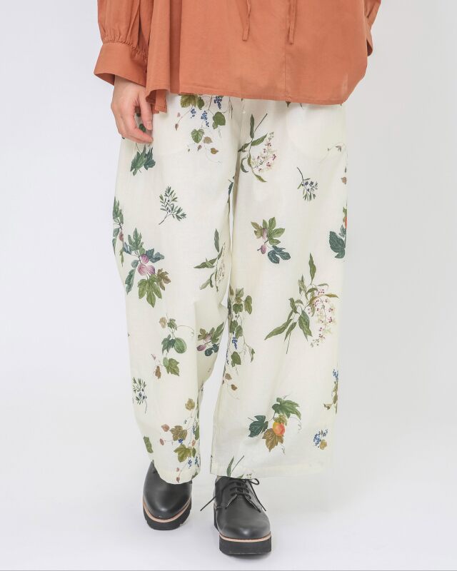 ファッション雑貨 phytiia コットンリネンボタニカルプリントパンツ