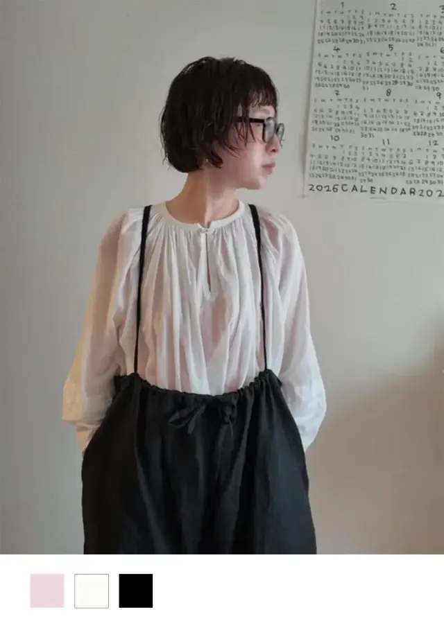 【tomomiさんコラボ】コットンボイルスキッパータックブラウス