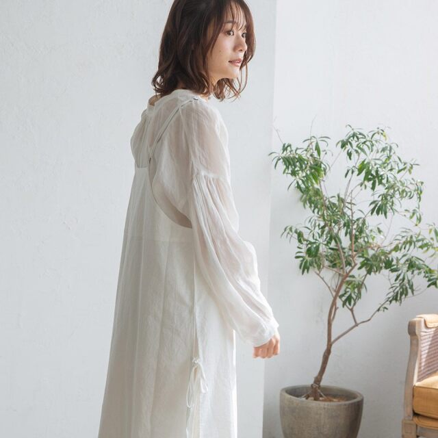 受付終了【Kihoさんコラボ】コットンリネンサイドスリットキャミソール  