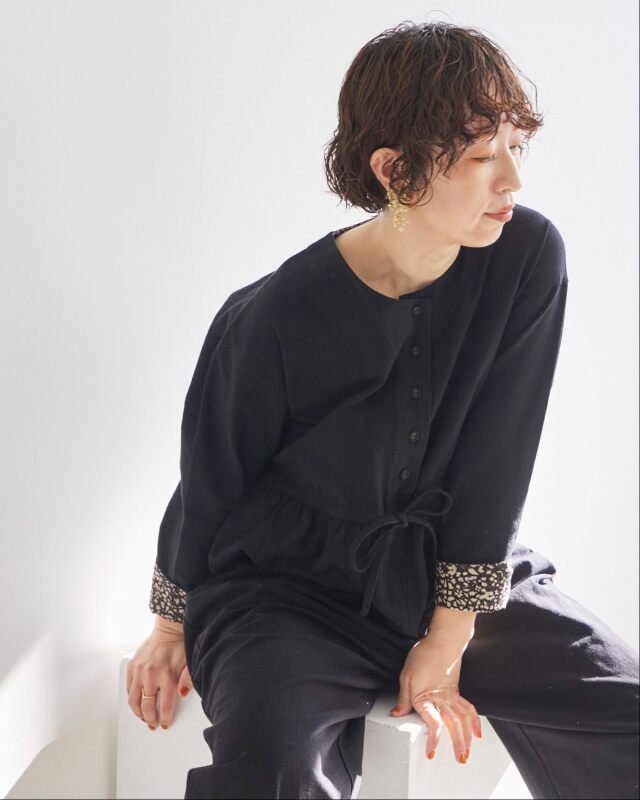 TUTIE. コットンリネンウエストギャザーオールインワン