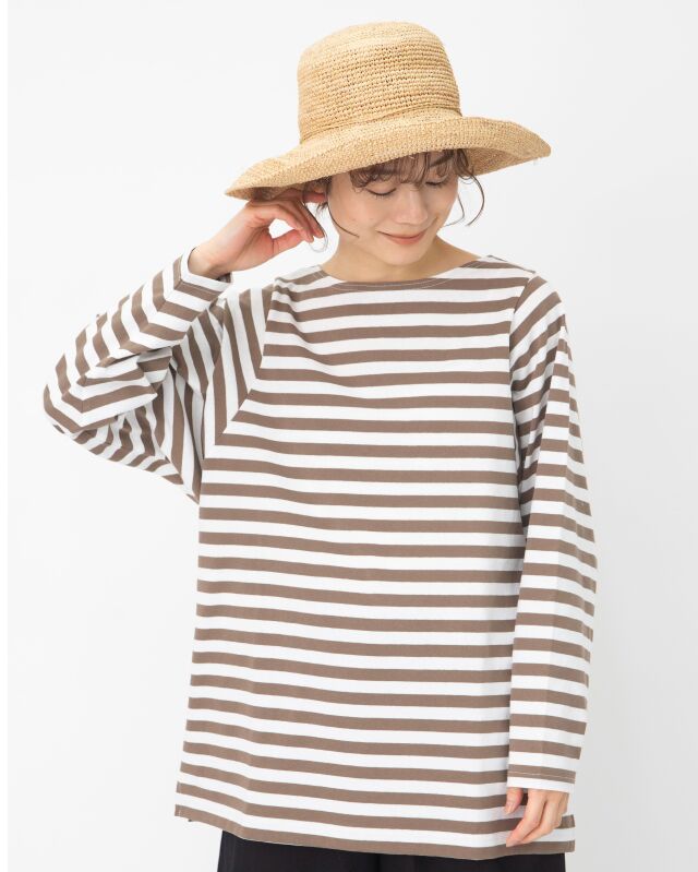 【SALE セール】TUTIE. (ツチエ) | コットンボーダーワイドスリーブプルオーバー (charcoal) | トップス プルオーバー お洒落 TUTIE.｜コットンボーダーワイドスリーブプルオーバー | Rakuten