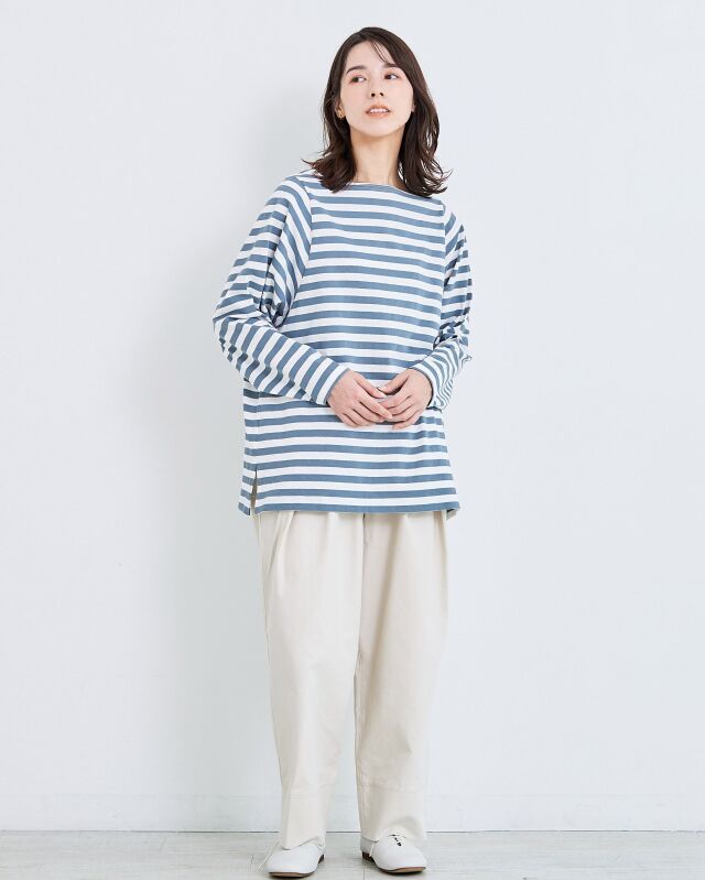 【SALE セール】TUTIE. (ツチエ) | コットンボーダーワイドスリーブプルオーバー (charcoal) | トップス プルオーバー お洒落 TUTIE.｜コットンボーダーワイドスリーブプルオーバー | Rakuten