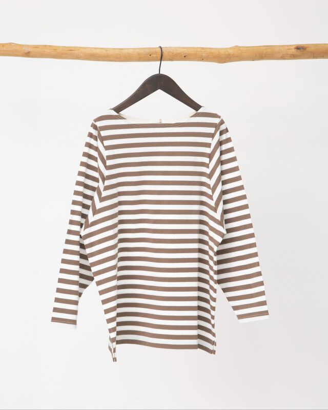 【SALE セール】TUTIE. (ツチエ) | コットンボーダーワイドスリーブプルオーバー (charcoal) | トップス プルオーバー お洒落 TUTIE. (ツチエ) | コットンボーダーワイドスリーブプルオーバー
