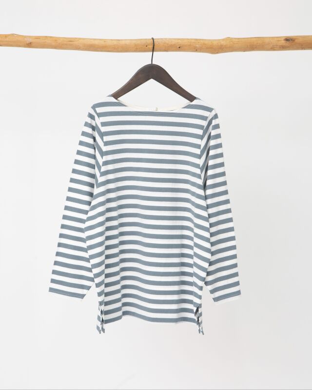 【SALE セール】TUTIE. (ツチエ) | コットンボーダーワイドスリーブプルオーバー (charcoal) | トップス プルオーバー お洒落 TUTIE.｜コットンボーダーワイドスリーブプルオーバー - TUTIE