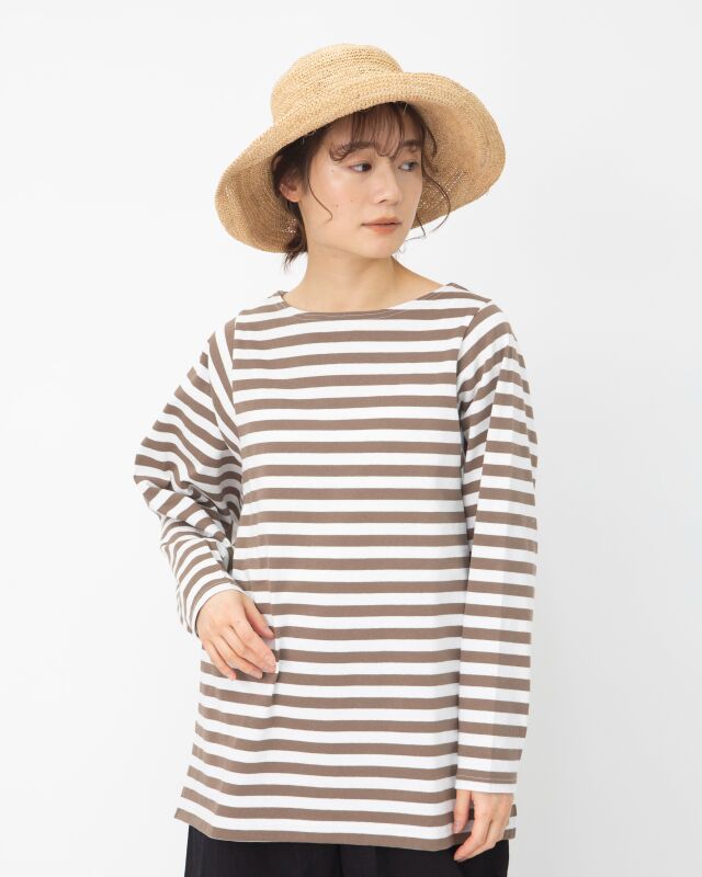 0625PS71152コットンボーダーワイドスリーブプルオーバー