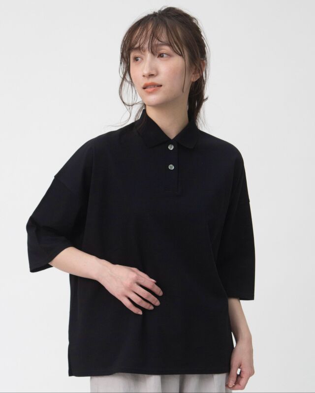 SALE！ツチエ TUTIE ニットポロ.ポロシャツ コットンサーフニット ポロ衿 ワイドプルオーバー 日本製 レディース 0625PS71855 cpn10 SALE！ツチエ TUTIE ニットポロ.ポロシャツ コットンサーフ