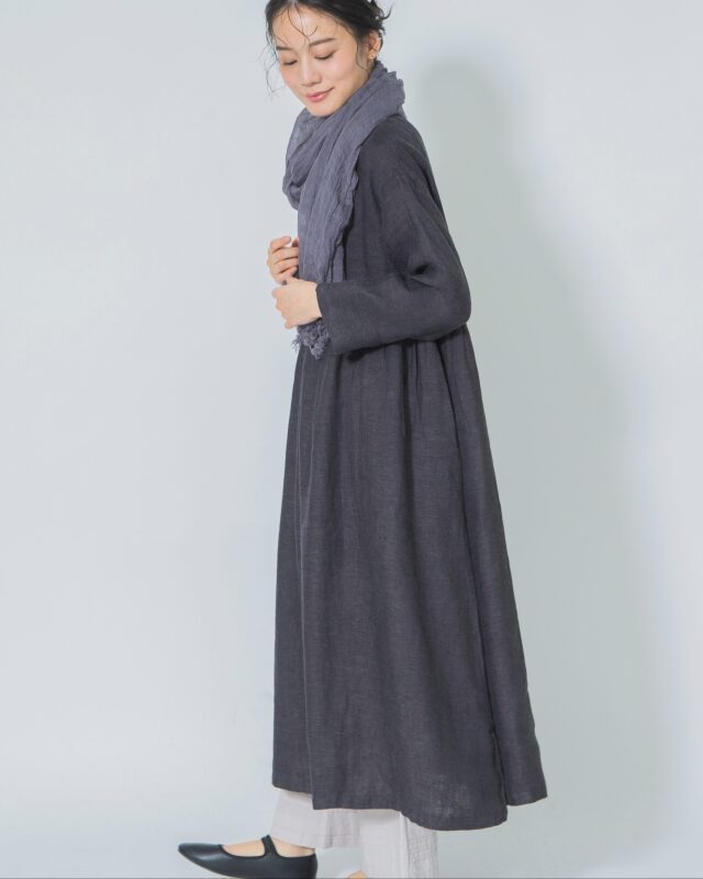 gauze# ガーゼ 2way リネン タックワンピース 麻 Gauze ガーゼ 2way リネン タックワンピース 麻