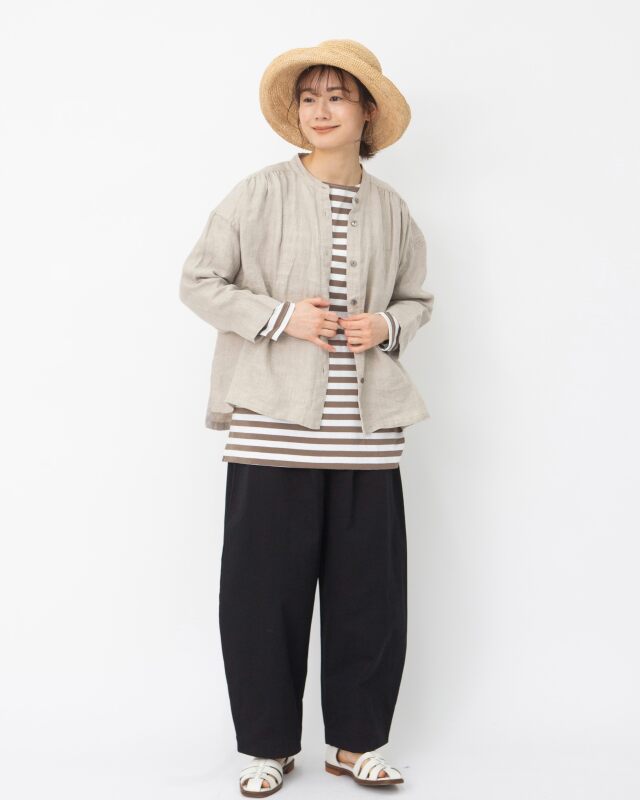 シャツ TUTIE レディース 春夏 リネンバンドカラー 七分袖 ミドル丈 バンドカラー ギャザー入り ゆったりシルエット 軽やか ナチュラル 楽天市場】ツチエ（シャツ・ブラウス｜トップス）：レディース