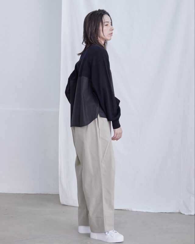 0625PT71418強撚コットンニット切替プルオーバー