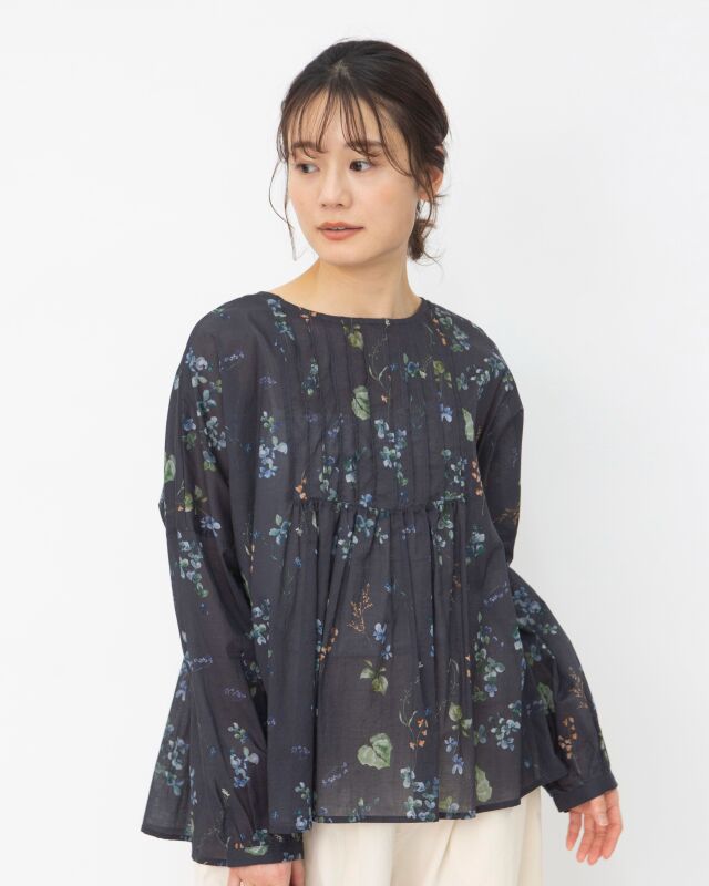 ARTS&SCIENCE ボタニカルダイ タックブラウス 定価66000円 コットンボタニカルプリントタックブラウス