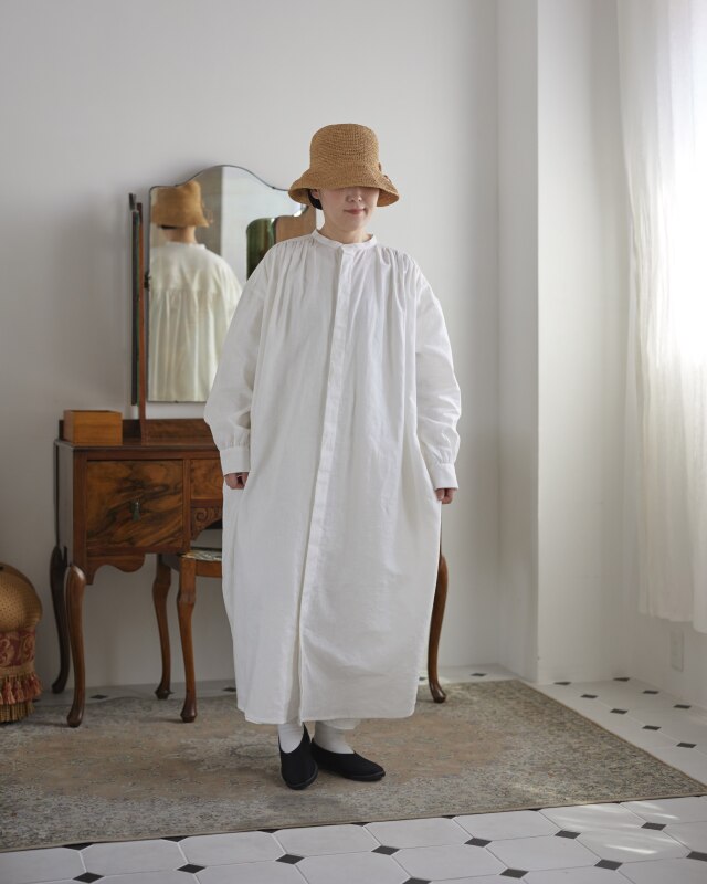 aiさんmegさんコラボ】コットンリネンバンドカラーワンピース / 受注  