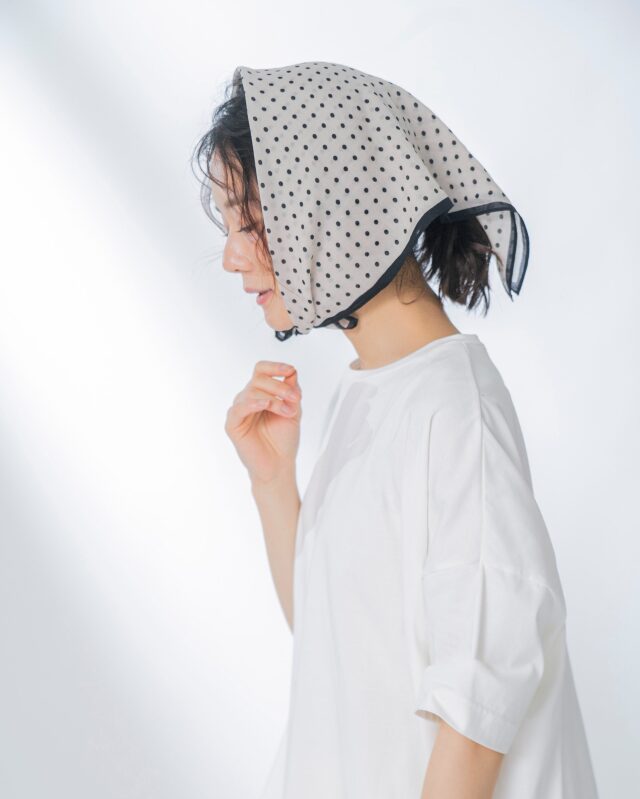 コットンシルクドットスカーフ