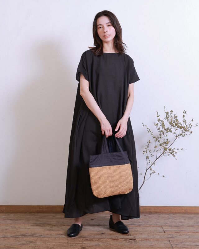 TUTIE. ツチエ　コットンリネンハニカミチェックワンピース　ナチュラル TUTIE.｜コットンリネンハニカムチェックワンピース - TUTIE