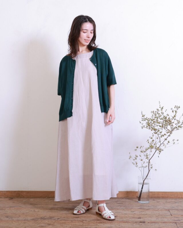 0625US74402コットンリネンニットカーディガン