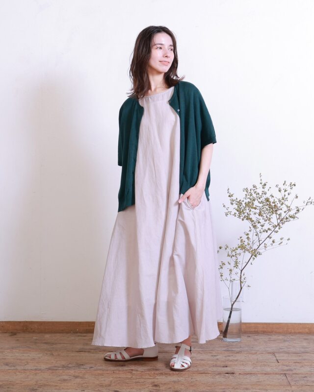 美品 still by hand コットンリネン カーディガン KN02232 STILL BY HAND スティルバイハンド / KN02232 - KHAKI GREEN