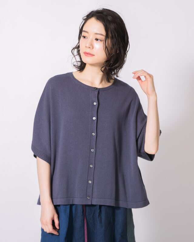 0625US74402コットンリネンニットカーディガン