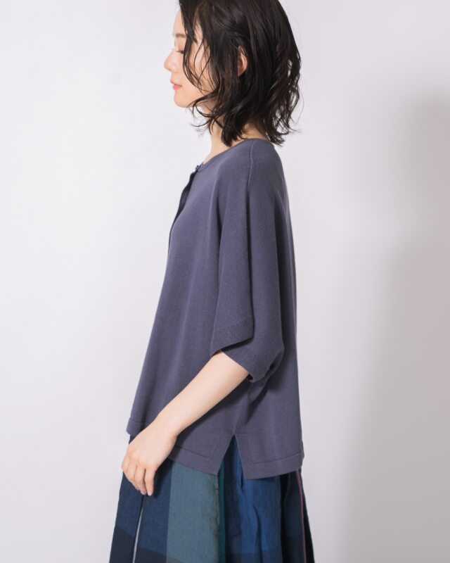 0625US74402コットンリネンニットカーディガン