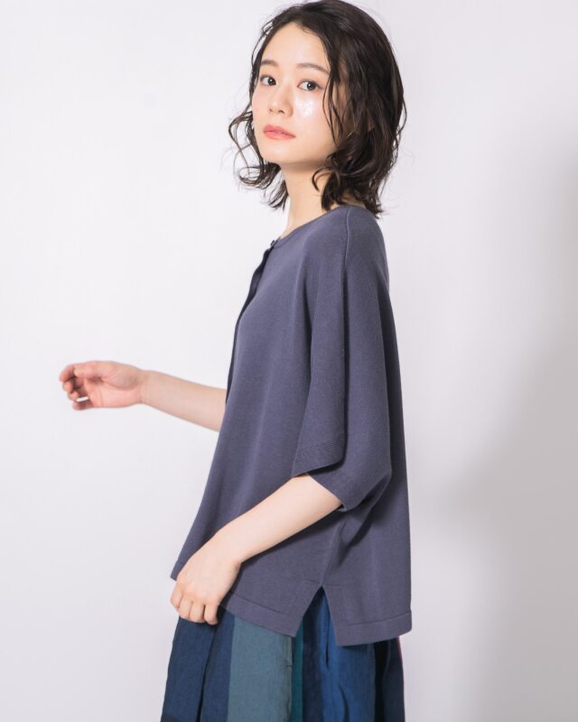 0625US74402コットンリネンニットカーディガン
