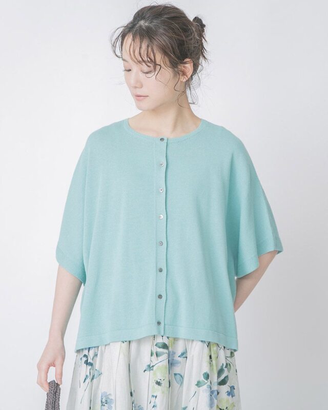 0625US74402コットンリネンニットカーディガン