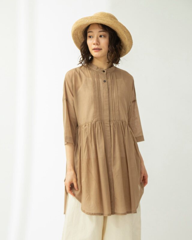 plantation プランテーション カリフラワー プリーツ ロングブラウス
