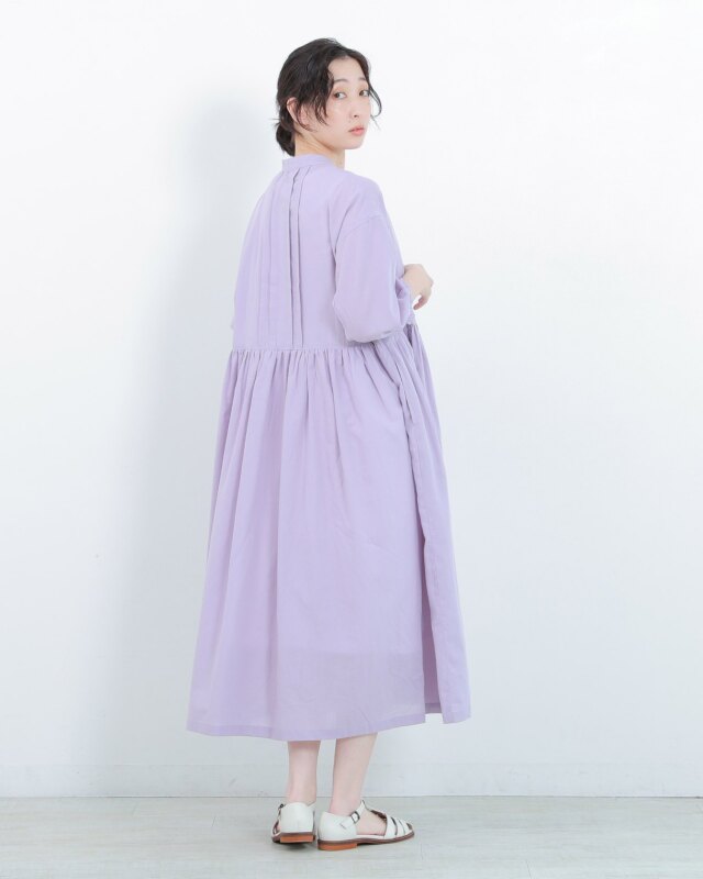 LAITERIE ギャザーワンピース　ガーゼ　イエロー　コットンリネン LAITERIE ギャザーワンピース ガーゼ イエロー コットンリネン