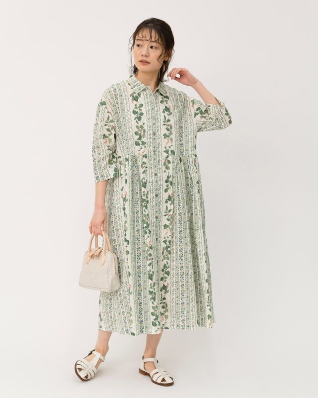 THOM BROWNE コットンポプリン ワンピース ストライプ プリーツ ピンストライプ ポプリン ベルテッド プリーツ シャツワンピース