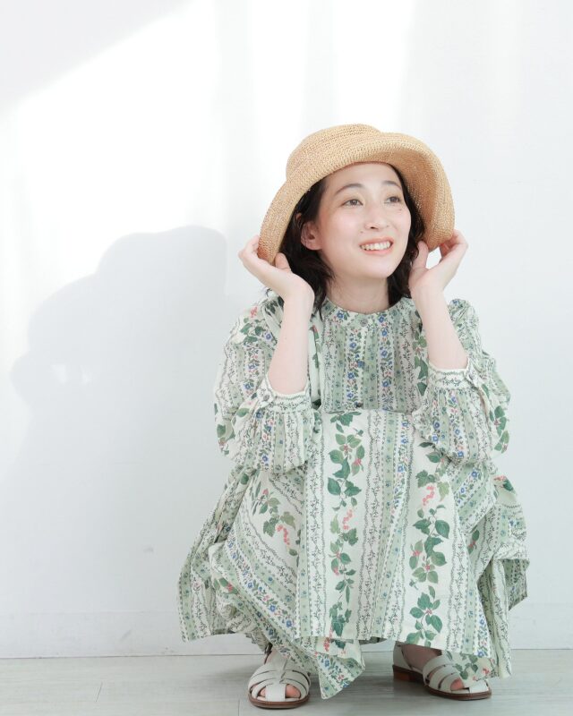 セットアップ 2点 Tシャツ 半袖 ボタニカル柄 マキシ丈 スカート ant2112_5.jpg
