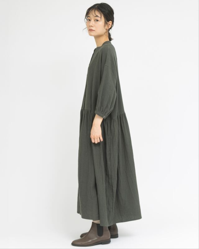 コットンリネン千鳥格子起毛ワンピース