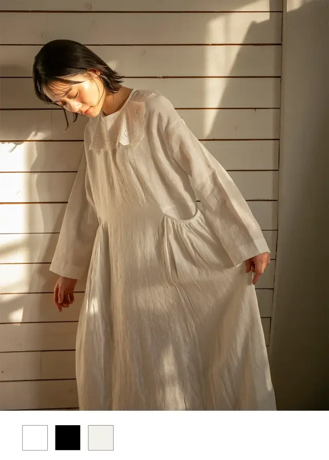 【Sachi×TUTIE.】【丈が選べる】リネン切替ギャザーワンピース