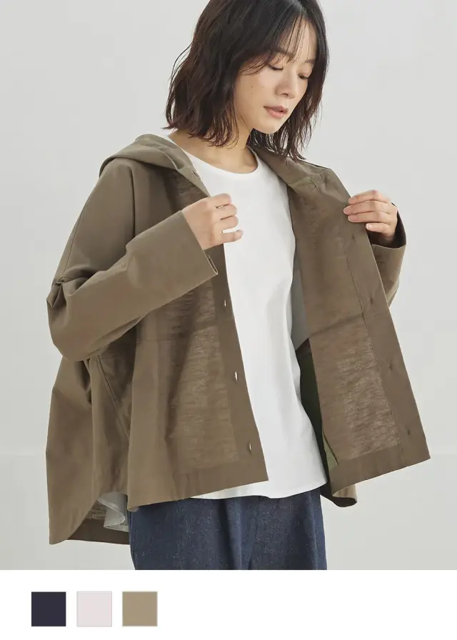 コットンリネンムジフードジャケット
