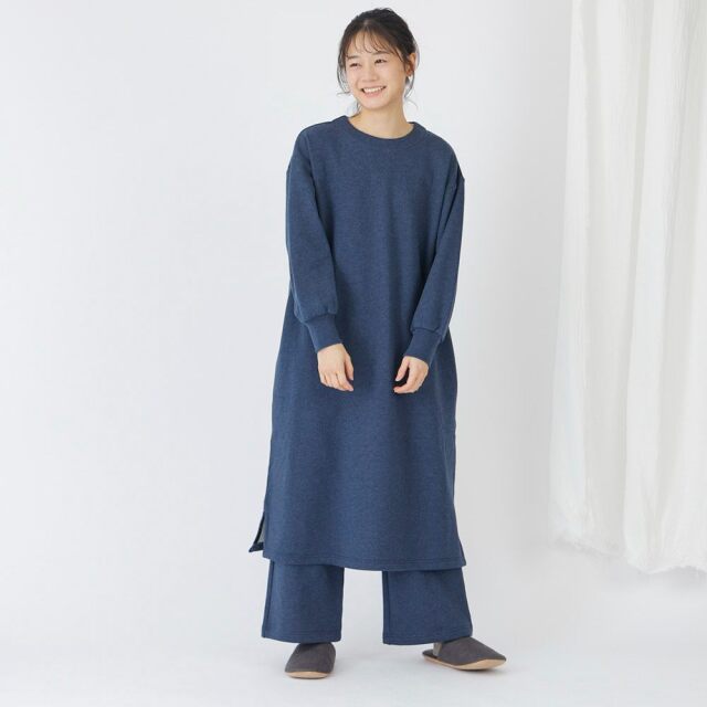 【ぬくふわ】コットン裏毛起毛ワンピース