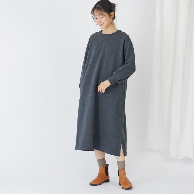 0699TO73359 コットン裏毛起毛ワンピース