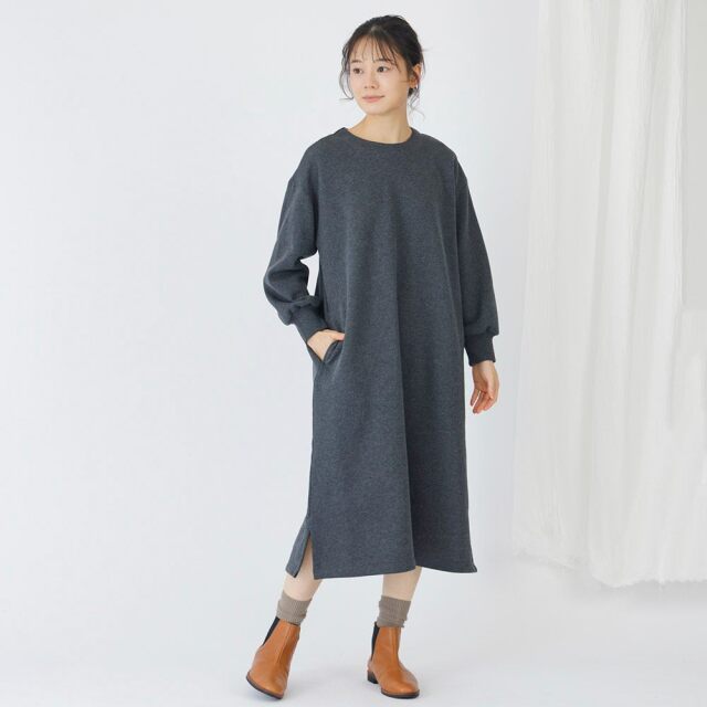 0699TO73359 コットン裏毛起毛ワンピース
