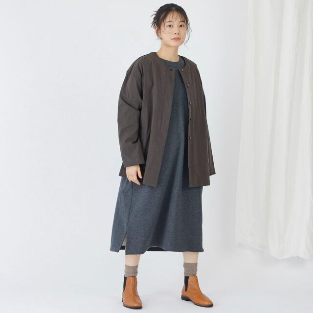 0699TO73359 コットン裏毛起毛ワンピース