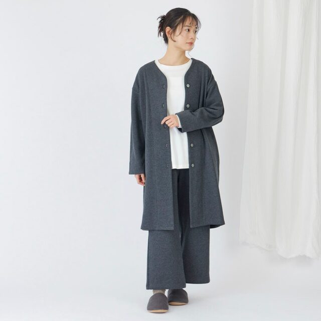 0699TO74360 コットン裏毛起毛ロングカーディガン