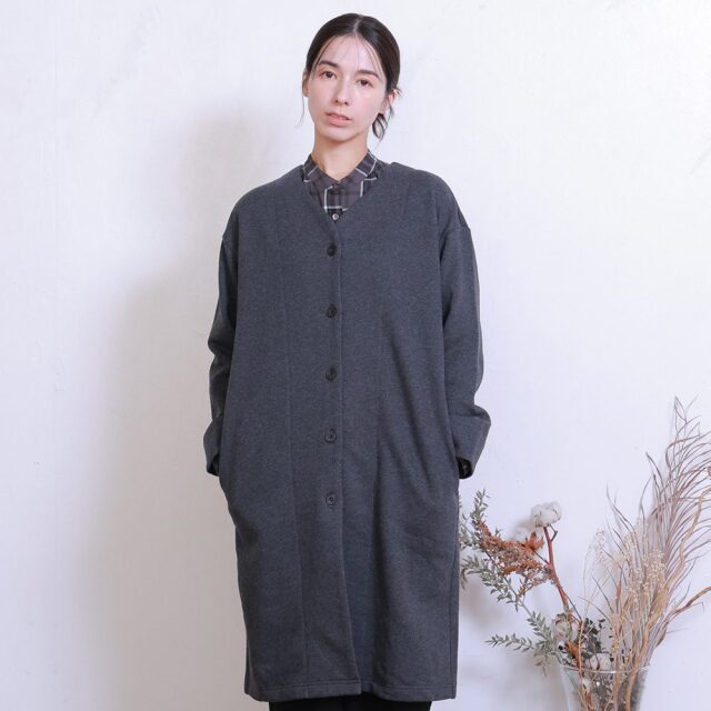 0699TO74360 コットン裏毛起毛ロングカーディガン