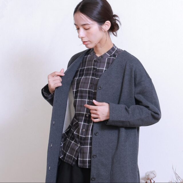 0699TO74360 コットン裏毛起毛ロングカーディガン