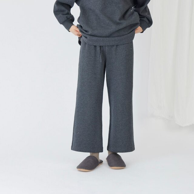 0699TO76361 コットン裏毛起毛ワイドストレートパンツ