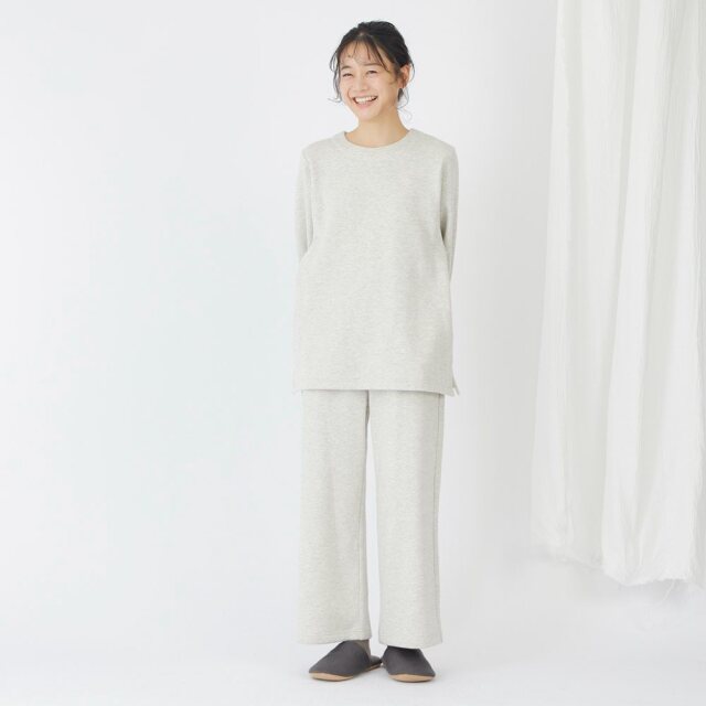 0699TO76361 コットン裏毛起毛ワイドストレートパンツ