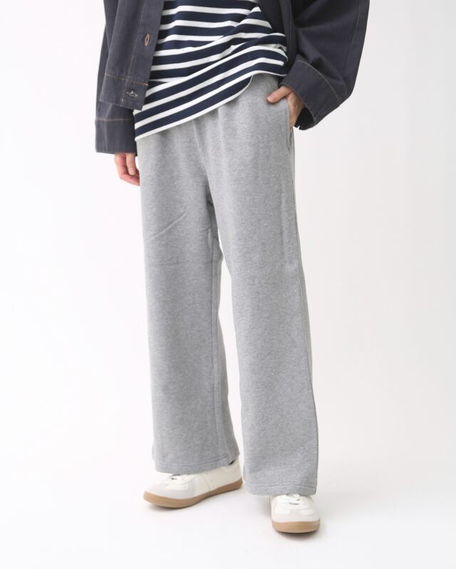 【ぬくふわ】コットン裏毛起毛ワイドストレートパンツ