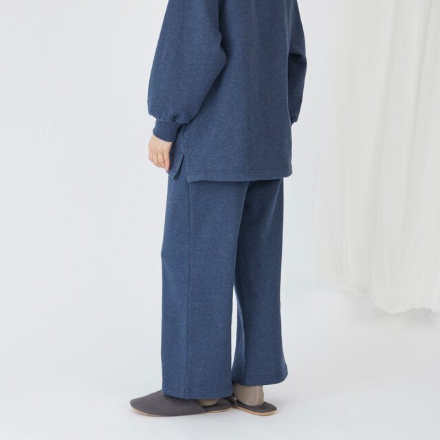 0699TO76361 コットン裏毛起毛ワイドストレートパンツ