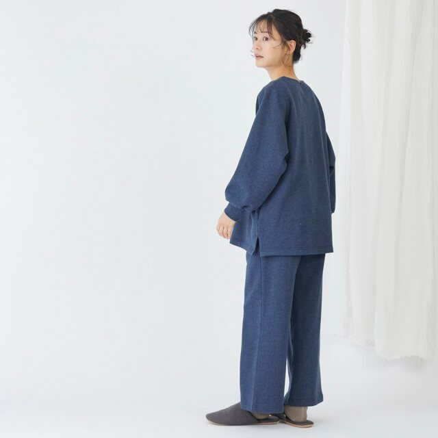 0699TO76361 コットン裏毛起毛ワイドストレートパンツ