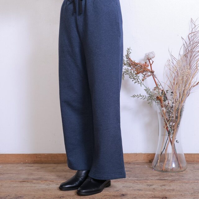 0699TO76361 コットン裏毛起毛ワイドストレートパンツ