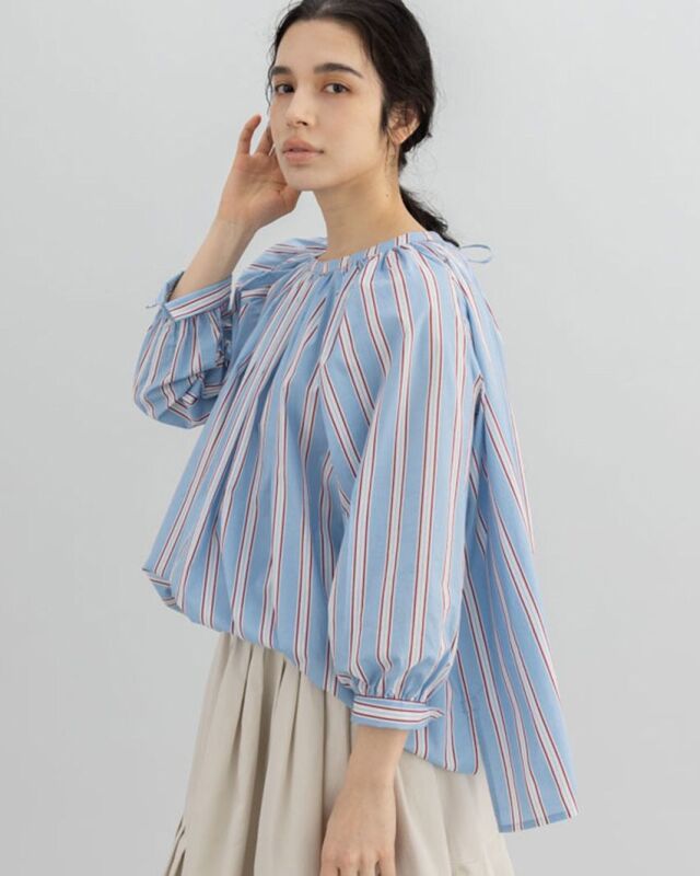 T. ランダムストライプブラウス｜前後2WAY