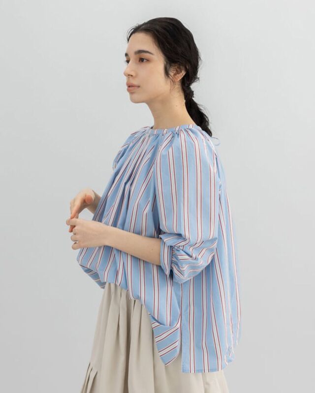 T. ランダムストライプブラウス｜前後2WAY