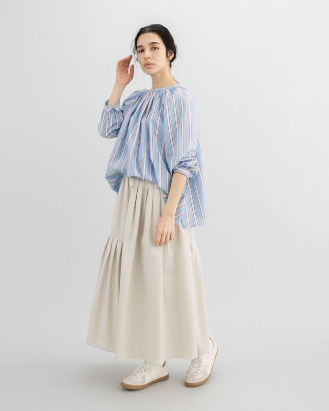 T. ランダムストライプブラウス｜前後2WAY