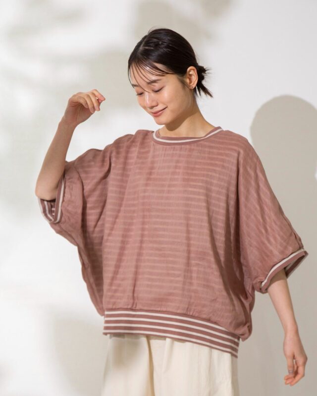 TUTIE. (ツチエ) | コットン天竺ボーダーシアープルオーバー (black) | トップス プルオーバー お洒落 コットン天竺ボーダーシアープルオーバー/ T.