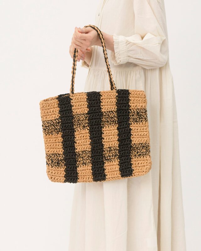 チェック柄 かごバッグ イエロー ブラック オータムチェック×イエローL 2WAYプラカゴバッグ プラカゴ